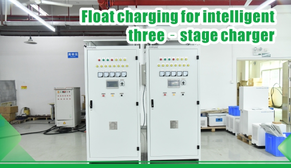 What is the meaning of float charging for intelligent three‐stage charger in battery charger?