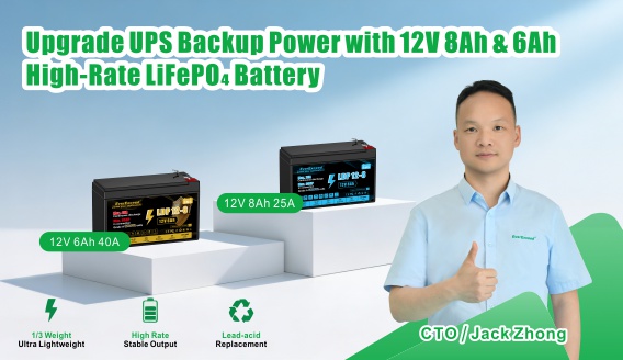 Upgrade UPS Backup Power with 12V 8Ah & 6Ah High-Rate LiFePO₄ Battery