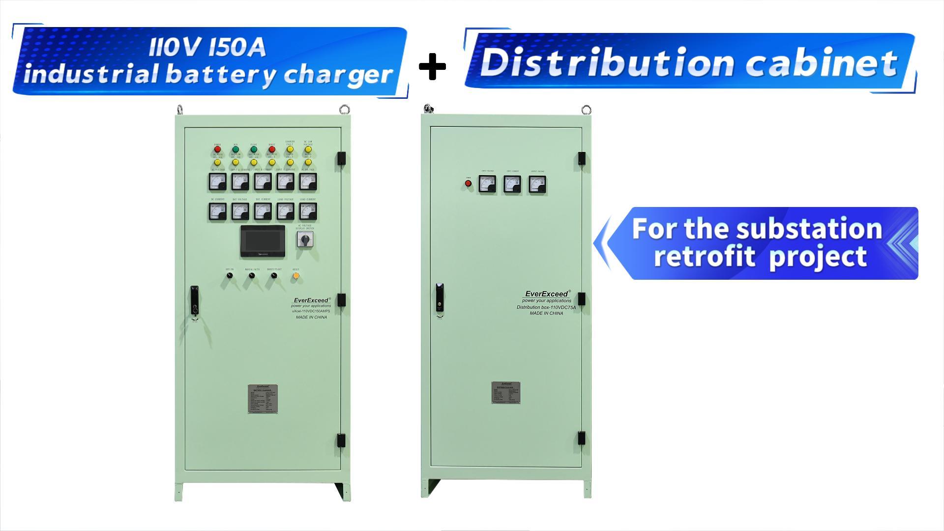  EverExceed  110V 150A Industrial Battery Charger Integrate with Power Distribution Cabinet