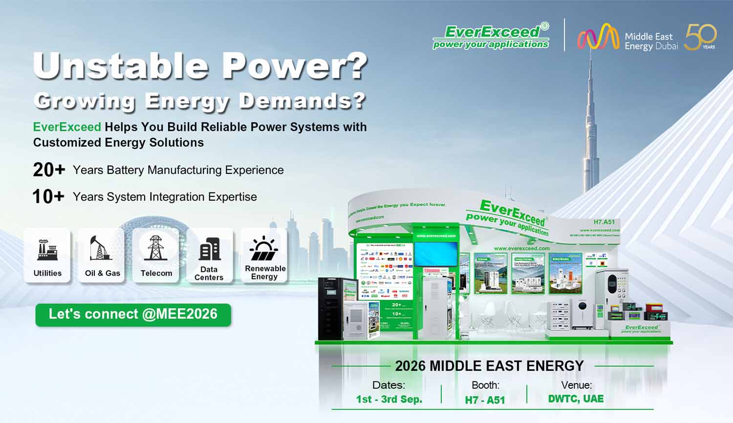 Meet EverExceed at Middle East Energy 2026 – Explore Reliable Power Solutions for Critical Applications